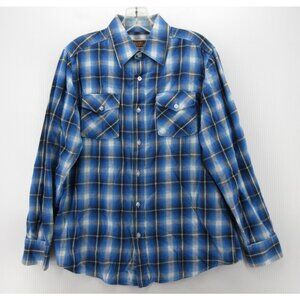James Tattersall Shirt Medium Flannel Button Up Plaid Western Flaps